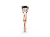 Rose gold Three-Stone Fancy Black Cushion Cut Cut Solitaire Ring with Classic Prong Setting_2