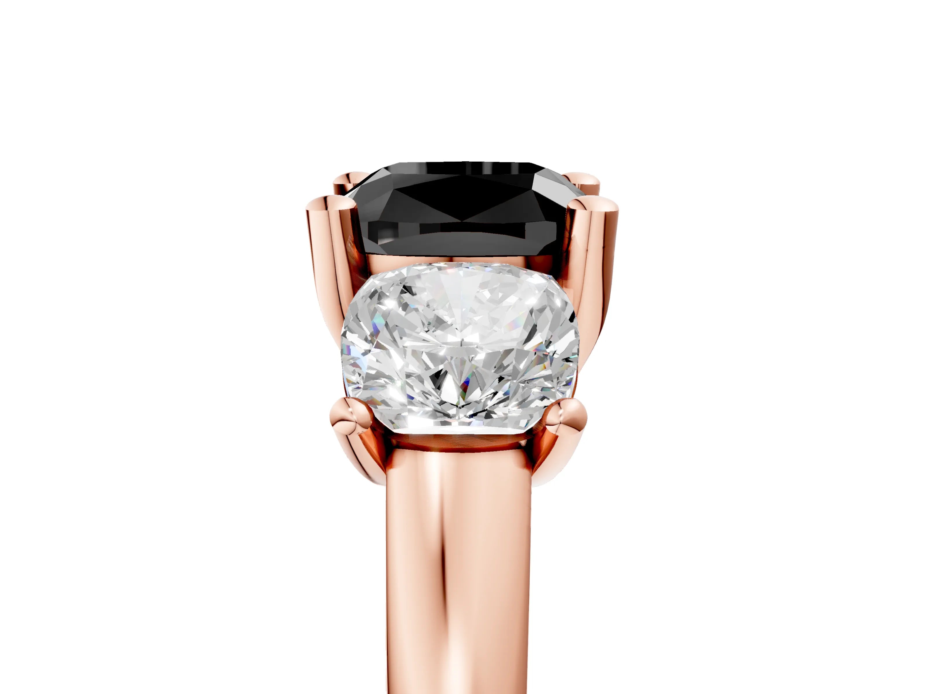 Rose gold Three-Stone Fancy Black Cushion Cut Cut Solitaire Ring with Classic Prong Setting_5