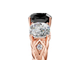 Rose gold Three-Stone Fancy Black Cushion Cut Diamond Braided Band Ring with Four-Prong Setting_17
