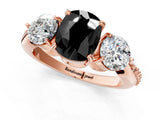 Rose gold Three-Stone Fancy Black Cushion Cut Diamond Channel Set Engagement Ring with Prong Setting_13