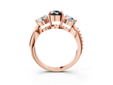 Rose gold Three-Stone Fancy Black Cushion Cut Diamond Channel Set Engagement Ring with Prong Setting_15
