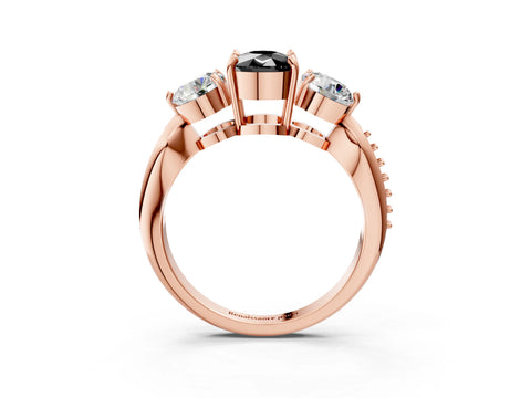 Rose gold Three-Stone Fancy Black Cushion Cut Diamond Channel Set Engagement Ring with Prong Setting_15
