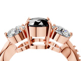 Rose gold Three-Stone Fancy Black Cushion Cut Diamond Channel Set Engagement Ring with Prong Setting_16