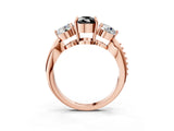 Rose gold Three-Stone Fancy Black Cushion Cut Diamond Channel Set Engagement Ring with Prong Setting_3
