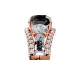 Rose gold Three-Stone Fancy Black Cushion Cut Diamond Engagement Ring with Pave Band and Prong Setting_17