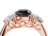 Rose gold Three-Stone Fancy Black Cushion Cut Diamond Engagement Ring with Prong Setting_7
