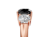 Rose gold Three-Stone Fancy Black Cushion Cut Diamond Engagement Ring with Prong Setting_8