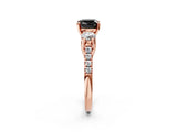 Rose gold Three-Stone Fancy Black Cushion Cut Diamond Pavé Band with Four-Prong Setting_2