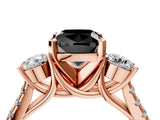 Rose gold Three-Stone Fancy Black Cushion Cut Diamond Pavé Band with Four-Prong Setting_4