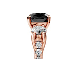 Rose gold Three-Stone Fancy Black Cushion Cut Diamond Pavé Band with Four-Prong Setting_5