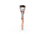 Rose gold Three-Stone Fancy Black Cushion Cut Diamond Ring with Pavé Band and Prong Setting_26