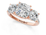 Rose gold Three-Stone Fancy Black Cushion Cut Diamond Ring with Pavé Band and Prong Setting_37