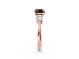 Rose gold Three-Stone Fancy Black Cushion Cut Diamond Ring with Pear Side Stones and Four-Prong Setting_2
