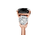Rose gold Three-Stone Fancy Black Cushion Cut Diamond Ring with Pear Side Stones and Four-Prong Setting_5