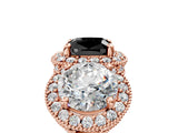 Rose gold Three-Stone Fancy Black Cushion Cut Halo Diamond Milgrain Band with Four-Prong Setting_5
