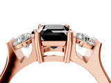 Rose gold Three-Stone Fancy Black Emerald Cut Cut Classic Band Prong Setting Ring_4