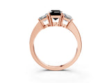 Rose gold Three-Stone Fancy Black Emerald Cut Cut Diamond Engagement Ring with Flat Band and Four-Prong Setting_15