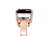 Rose gold Three-Stone Fancy Black Emerald Cut Cut Diamond Engagement Ring with Flat Band and Four-Prong Setting_17