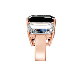 Rose gold Three-Stone Fancy Black Emerald Cut Cut Diamond Engagement Ring with Flat Band and Four-Prong Setting_5