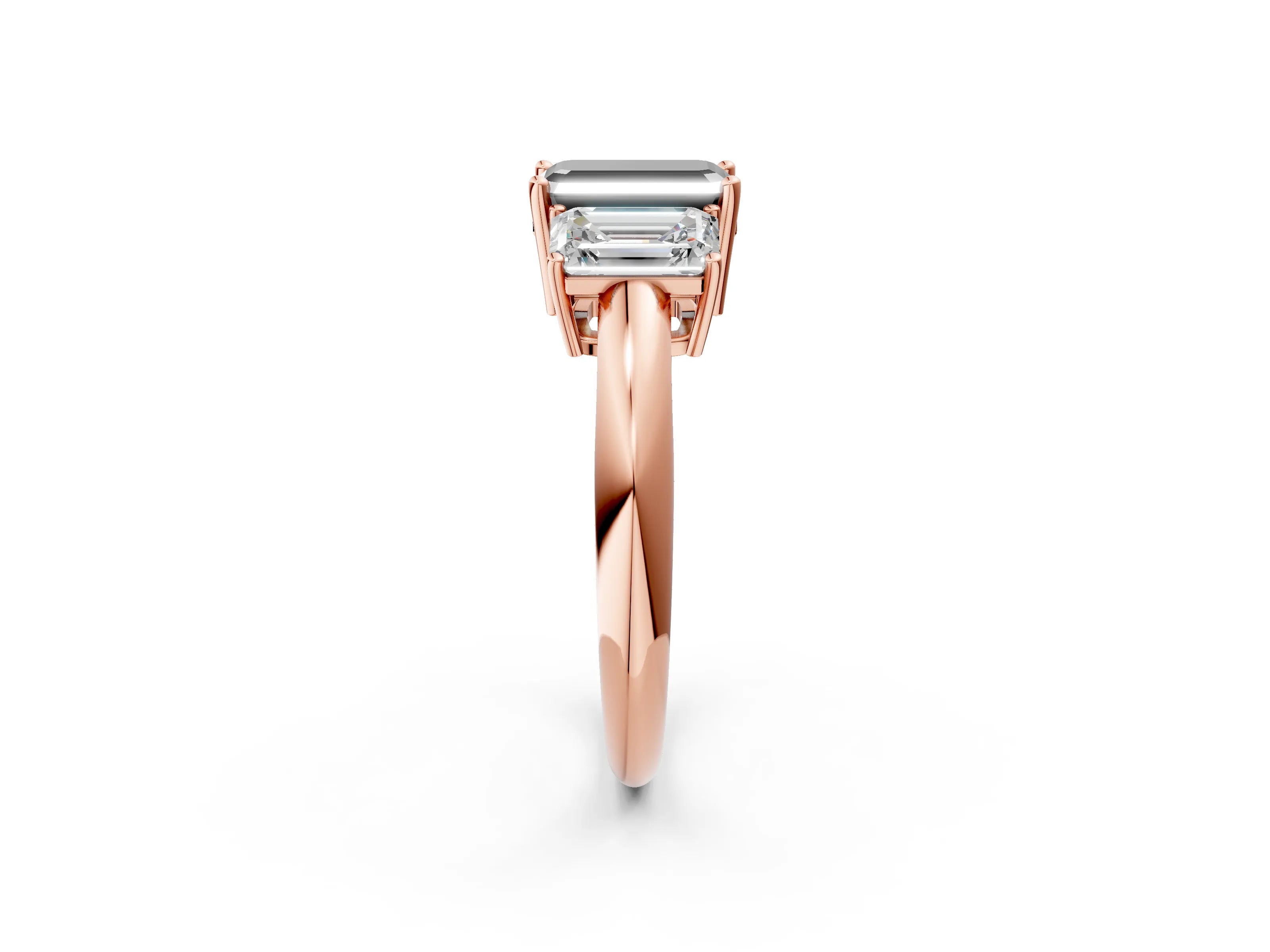 Rose gold Three-Stone Fancy Black Emerald Cut Cut Diamond Engagement Ring with Prong Setting on a White Gold Band_2