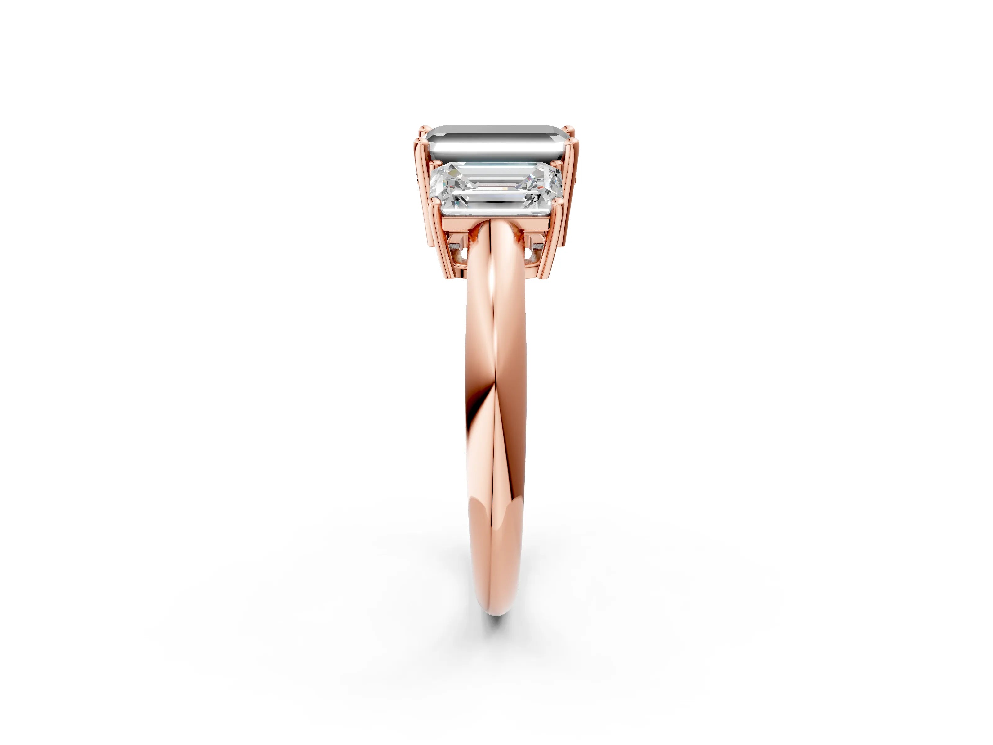 Rose gold Three-Stone Fancy Black Emerald Cut Cut Diamond Engagement Ring with Prong Setting on a White Gold Band_26