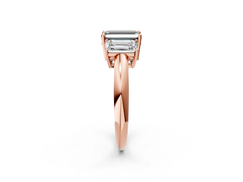 Rose gold Three-Stone Fancy Black Emerald Cut Cut Diamond Engagement Ring with Prong Setting on a White Gold Band_2