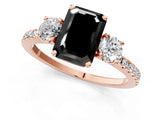 Rose gold Three-Stone Fancy Black Emerald Cut Cut Diamond Pavé Band with Prong Setting_16