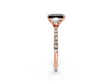 Rose gold Three-Stone Fancy Black Emerald Cut Cut Diamond Pavé Band with Prong Setting_17