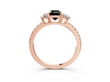 Rose gold Three-Stone Fancy Black Emerald Cut Cut Diamond Pavé Band with Prong Setting_18