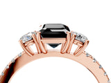 Rose gold Three-Stone Fancy Black Emerald Cut Cut Diamond Pavé Band with Prong Setting_19