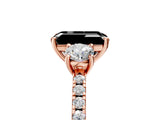 Rose gold Three-Stone Fancy Black Emerald Cut Cut Diamond Pavé Band with Prong Setting_20