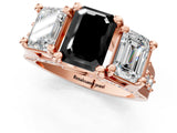 Rose gold Three-Stone Fancy Black Emerald Cut Cut Diamond Ring with Channel-Set Band and Four-Prong Setting_13