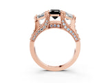 Rose gold Three-Stone Fancy Black Emerald Cut Cut Diamond Ring with Channel-Set Band and Four-Prong Setting_15