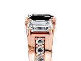 Rose gold Three-Stone Fancy Black Emerald Cut Cut Diamond Ring with Channel-Set Band and Four-Prong Setting_17