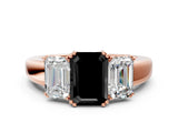 Rose gold Three-Stone Fancy Black Emerald Cut Cut Diamond Ring with Channel Set Band and Four-Prong Setting_24