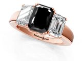 Rose gold Three-Stone Fancy Black Emerald Cut Cut Diamond Ring with Channel Set Band and Four-Prong Setting_25
