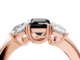 Rose gold Three-Stone Fancy Black Emerald Cut Cut Diamond Ring with Channel Set Band and Four-Prong Setting_28