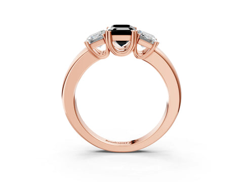 Rose gold Three-Stone Fancy Black Emerald Cut Cut Diamond Ring with Channel Set Band and Four-Prong Setting_3