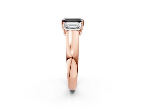 Rose gold Three-Stone Fancy Black Emerald Cut Cut Diamond Ring with Prong Setting and Classic Band_2