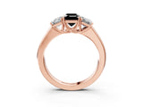 Rose gold Three-Stone Fancy Black Emerald Cut Cut Diamond Ring with Prong Setting and Classic Band_3