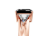 Rose gold Three-Stone Fancy Black Emerald Cut Cut Diamond Ring with Trillion Side Stones on a Split Shank Band_5