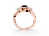 Rose gold Three-Stone Fancy Black Emerald Cut Cut Diamond Split Shank Prong Set Ring_15