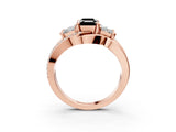Rose gold Three-Stone Fancy Black Emerald Cut Cut Diamond Split Shank Prong Set Ring_3
