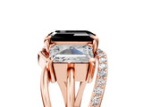 Rose gold Three-Stone Fancy Black Emerald Cut Cut Diamond Split Shank Prong Set Ring_5