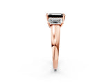Rose gold Three-Stone Fancy Black Emerald Cut Cut Solitaire Ring with Classic Prong Setting_2