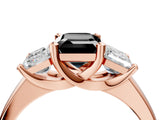Rose gold Three-Stone Fancy Black Emerald Cut Cut Solitaire Ring with Classic Prong Setting_4
