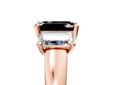 Rose gold Three-Stone Fancy Black Emerald Cut Cut Solitaire Ring with Classic Prong Setting_5