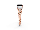 Rose gold Three-Stone Fancy Black Emerald Cut Diamond Braided Band Ring with Four-Prong Setting_62