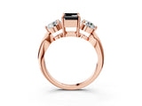 Rose gold Three-Stone Fancy Black Emerald Cut Diamond Channel Set Engagement Ring with Prong Setting_15