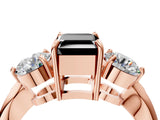 Rose gold Three-Stone Fancy Black Emerald Cut Diamond Channel Set Engagement Ring with Prong Setting_16